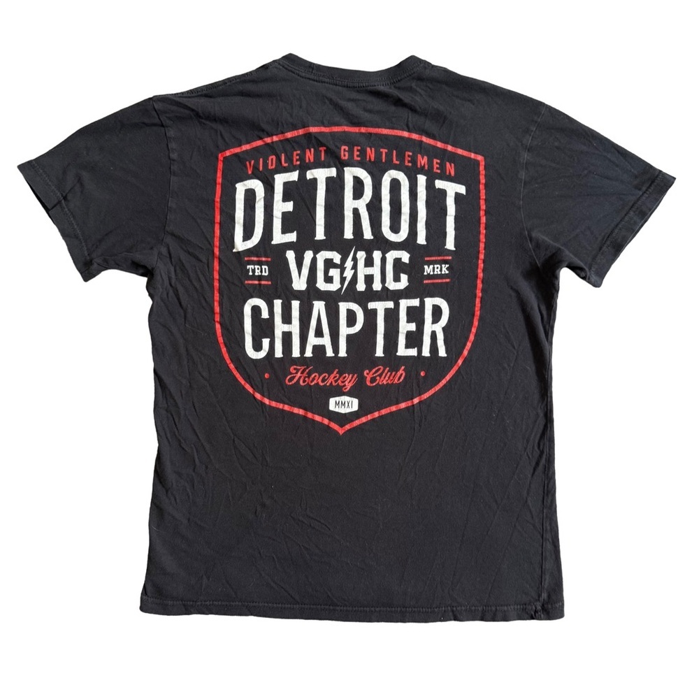 VIOLENT GENTLEMEN BLACK DETROIT RED WINGS CREWNECK SHORT SLEEVE T-SHIRT SIZE M